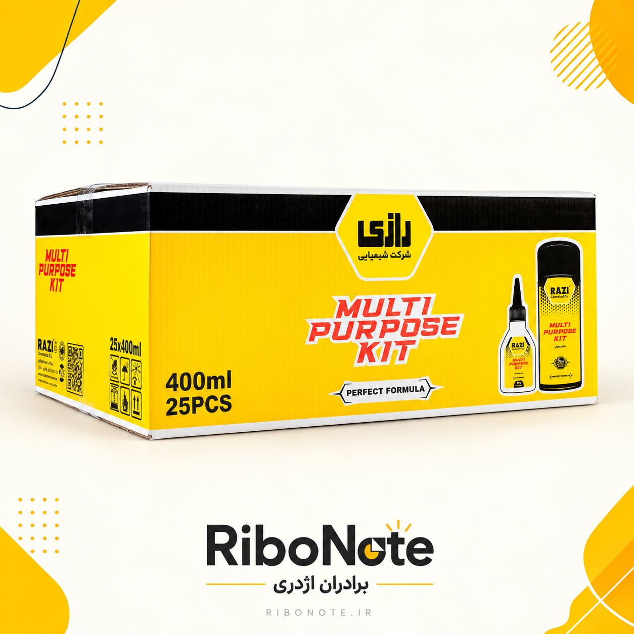چسب 123 رازی فیکس حجم 400 میلی لیتر| کارتن 25 عددی چسب فوری 123 Multi Purpose Kit