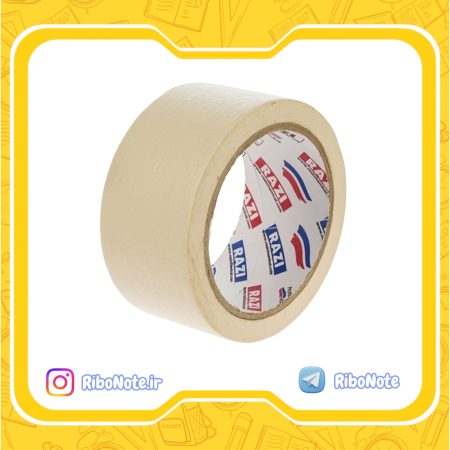 چسب پهن کاغذی رازی مدل Masking Tape عرض 5 سانتی‌متر 30 یارد تکی چسب کاغذی رازی چسب پهن کاغذی رازی